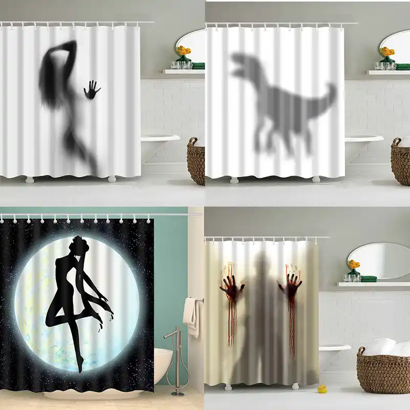 cortina de bano con estampado 3d cortina de bano de poliester impermeable cortina de bano lavable de pulpo decoracion de bano con 12 ganchos