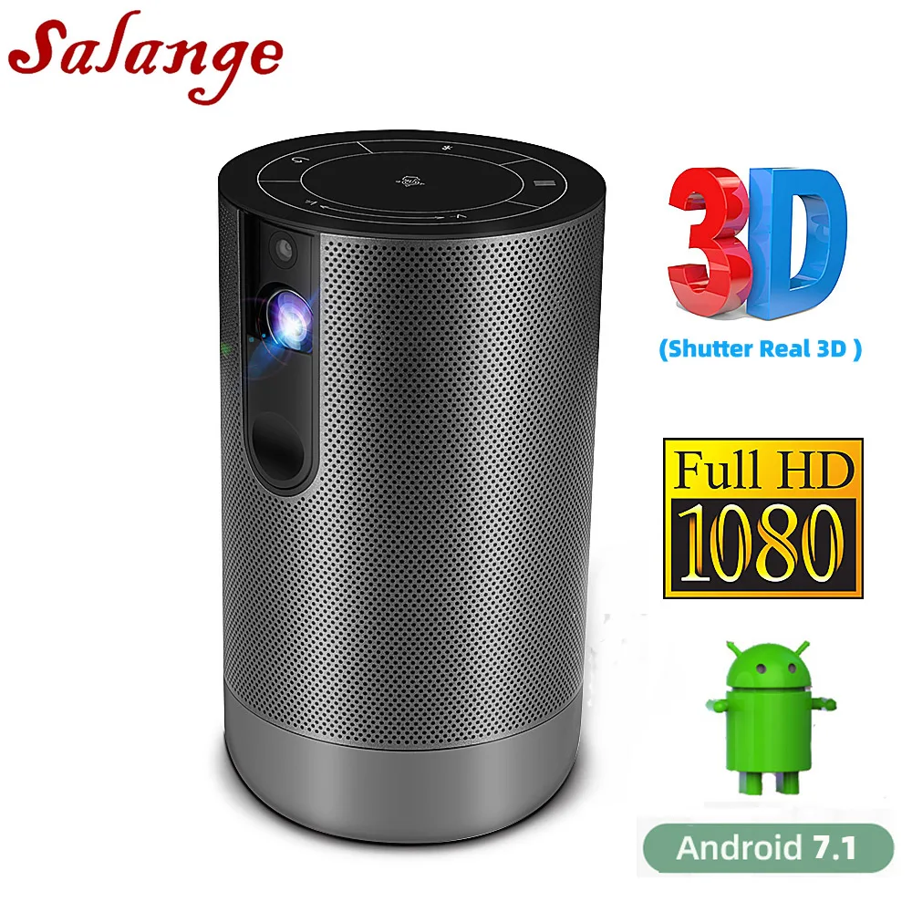 Видеопроектор Salange P9 DLP Full HD 1080P 3D Android Wi Fi Bluetooth 8000 мА · ч|Проекторы для домашнего
