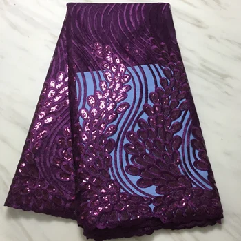 

Popular Sequins Lace Fabrics French Mesh Lace Fabric High Quality Sequence Fabrics Nigerian Net Lace for Wedding Party FP112