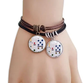 

Pai Gow Dominoes Dice Gambling Bracelet Double Leather Rope Wristband Couple Set