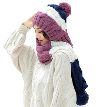 Женские шапки зимние вязаные шапочки Женская Толстая теплая шапка куполообразная шапка женский вязаный капот Шапочки уличные наборы для езды на велосипеде