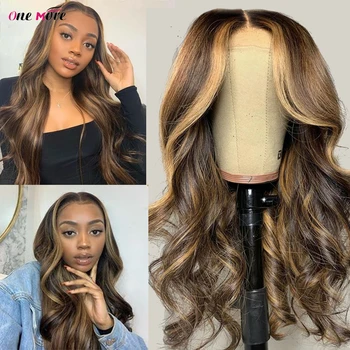 

Honey Blonde Lace Front Wigs 13x4 Body Wave Highlight Lace Front Human Hair Wig Ombre 13*6 180% Deep Part Pre-Plucked For Women