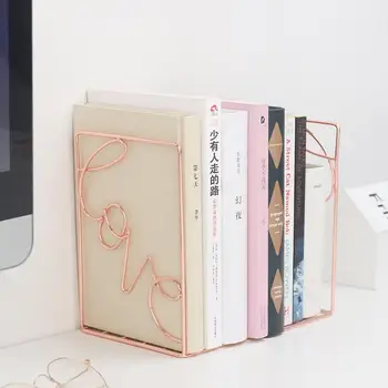 

2PCS/Set Nordic Iron Geometric Gold Bookend Cartoon Flamingo Cactus Metal Book Support Stand Desk Organizer Storage Holder Shelf