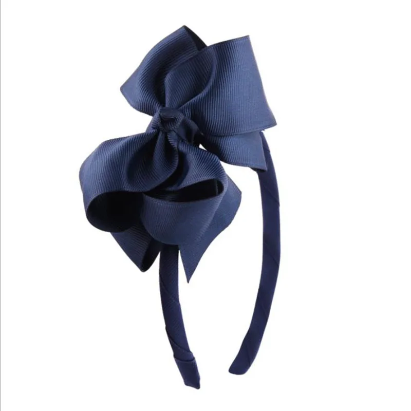 Navy blue headband Meimile лента для волос с бантом и повязка на голову, грогрен бантики, аксессуары для волос для девочек, повязка на голову с бантом, одежда ручной работы на день рождения Патри - Цвет: Navy blue headband