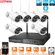 8CH 3.0MP HD Audio Wireless NVR Kit P2P 1080P Indoor Outdoor IR Night Vision Security 6CH 3.0MP Audio IP Camera WIFI CCTV System