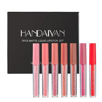 

HANDAIYAN 7PCS/Set Matte Vlevet Lip Gloss Matte Women Red Nude Lip Tint Liquid Lipstick Long Lasting Lipstick Cosmetics Set
