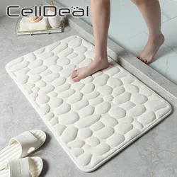 Non-slip Embossed Cobblestone Bathroom Mat Floor Carpets Bath Mat Effective Toilet Rugs Thick Memory Foam Bathroom Rugs Doormat