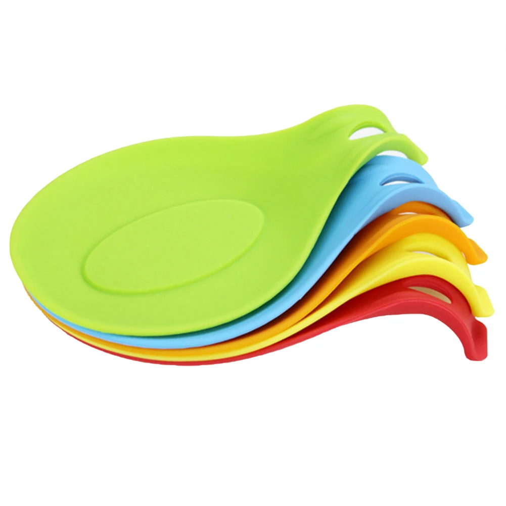 Silicone Spoon Rest Food Grade Silica Gel Spoon Put Mat Device Heat Resistant Kitchen Utensil Spatula Mixer Pad Mat Holder