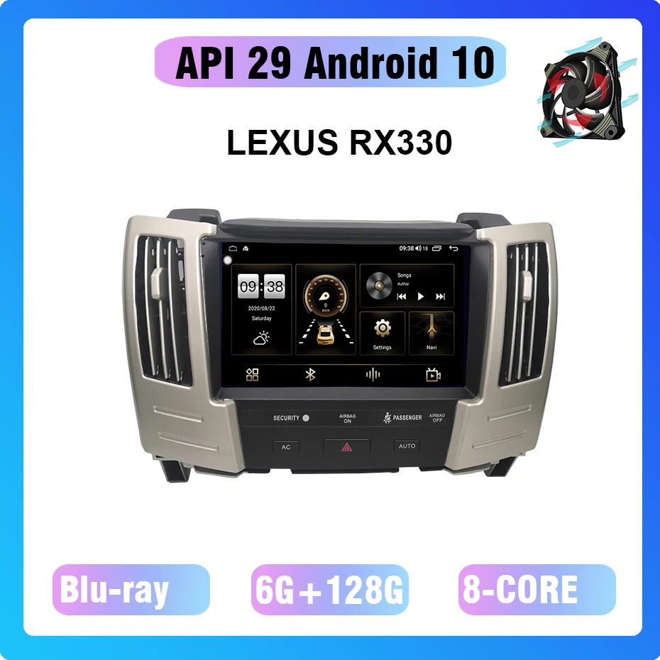 9'' Android 10.0 8-Core 6+128G GPS Navigation Multimedia player car radio For LEXUS RX330  2004-2008 Cooling fan