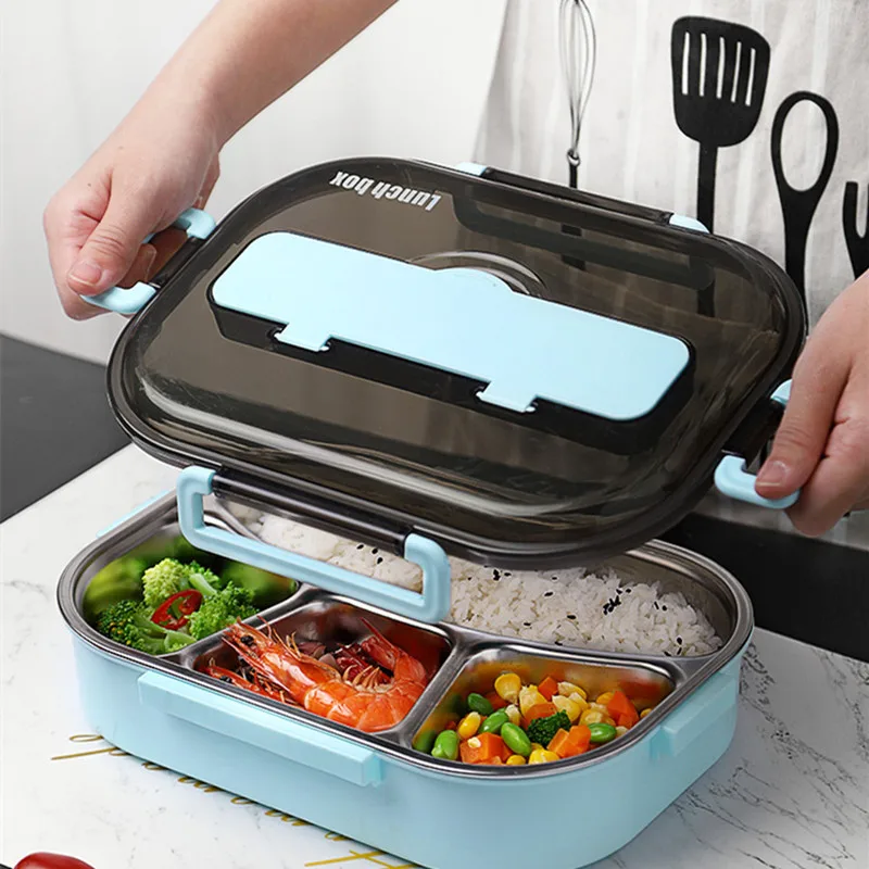 

Bento Lunch Box Food Container for Child 304 Stainless Steel Box Kitchen Leak-proof Food Container Send Dinnerware Set