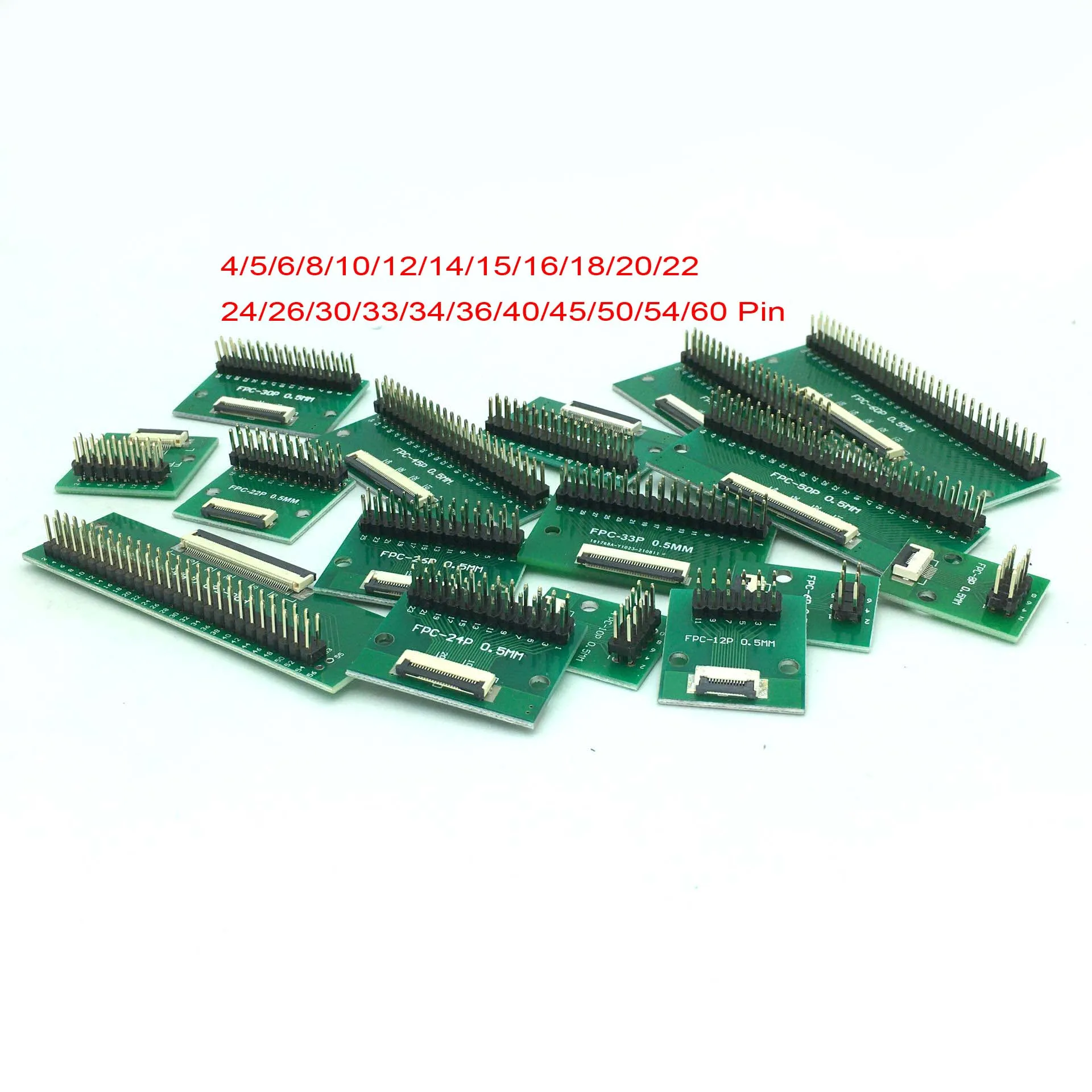 

4/5/6/8/10/12/14/15/16/18/20/22/24/26/30/ 34Pin 36 Pin 0.5mm FFC FPC Flat cable Socket converter breakout board 2.54mm Male Pin