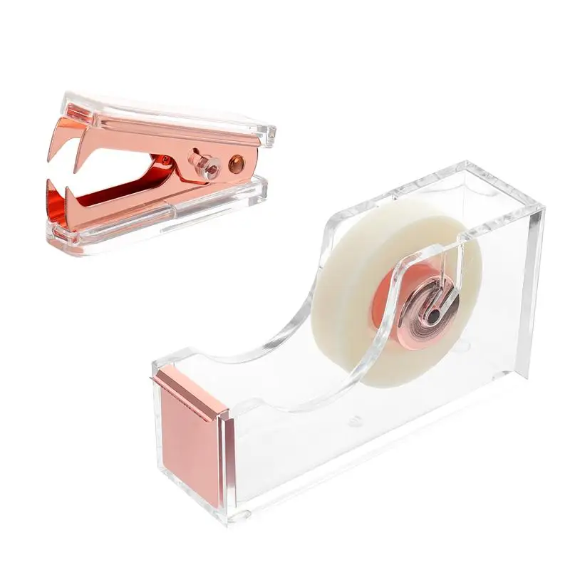 

1 Set/2pcs Acrylic Staple Remover Tape Dispenser Set Desk Accessory for Office