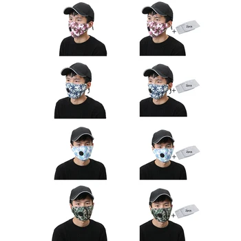 

Breathable Printed Anti PM2.5 Mouth Cover Dust-Proof Face Mask Breathing Reusable Washable Mask With 2pcs Filter Pad