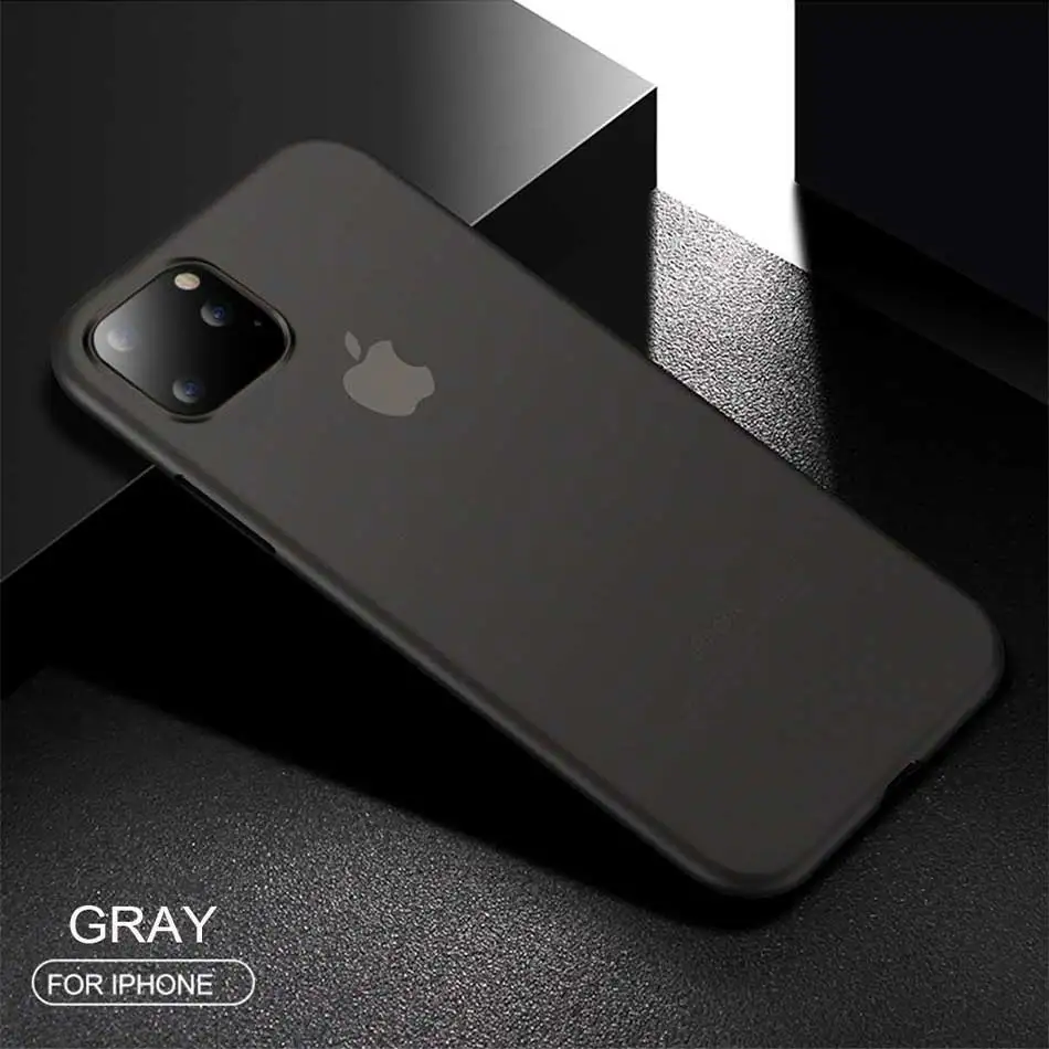 Gray Роскошный ударопрочный Ультратонкий чехол 0,3 мм для IPhone 11 X XR XS Max, тонкий матовый чехол для IPhone 11 Pro Max 8 7 6 6s Plus, мягкий чехол - Цвет: Gray