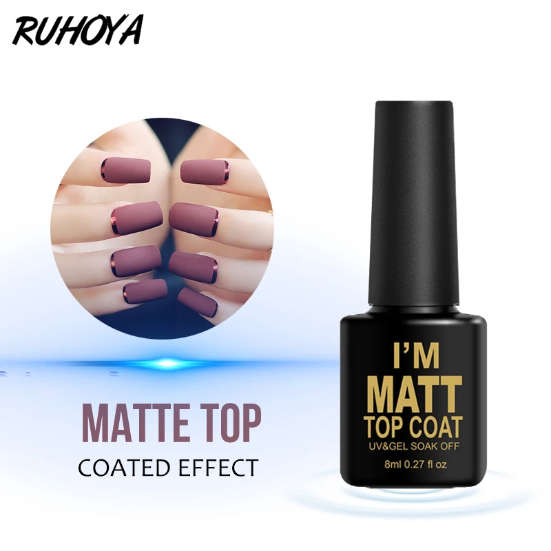 Ruhoya матовое верхнее покрытие УФ гель для дизайна ногтей Lucky маникюра легкая