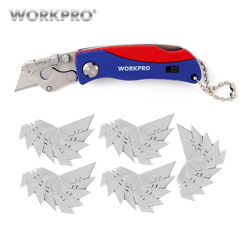 WORKPRO Portable Folding Knife with 55 Blades Pocket Knife Key Chain Knife Mini Camping Key Ring Knife Tool Free Shipping