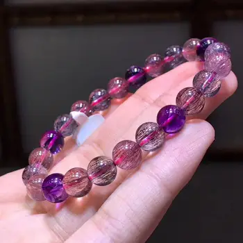 

7.5mm Natural Super Seven Melody Stone Rutilated Quartz Bracelet Women Love Gift Crystal Round Bead Stone Wealthy Jewelry AAAAA