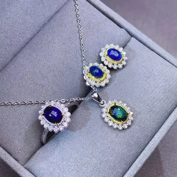 

100% Natural and Real Opal jewelry set Natural Real Opal 925 sterling silver 1pc pendant,1pc ring,2pcs Earring