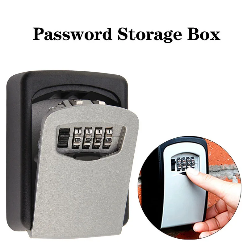 

Mool Key Lock Box Wall Mounted Key Safe Box Aluminum Alloy Weatherproof 4 Digit Combination Key Storage Lock Box Indoor Outdoor