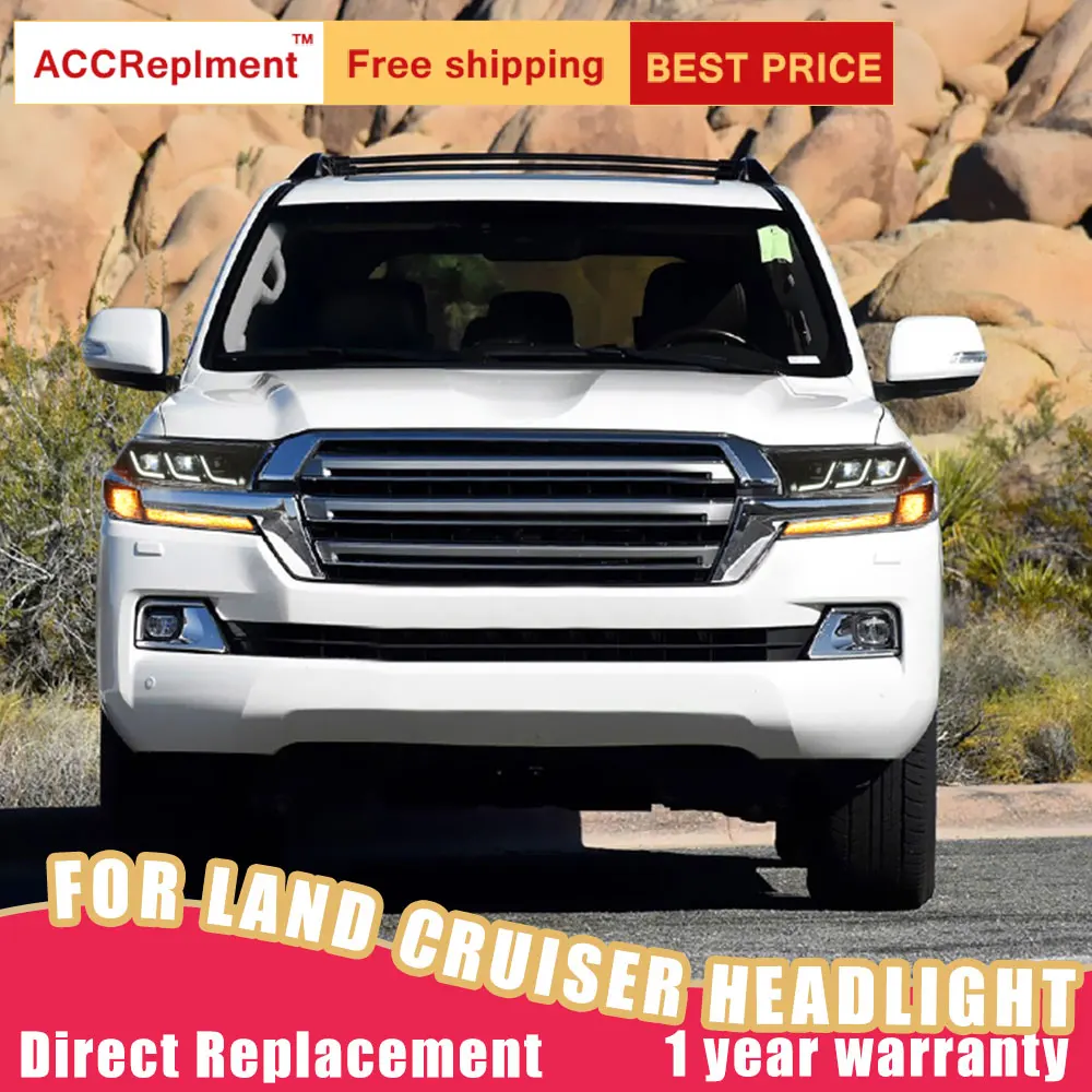 Светодиодные фары для Toyota Land Cruiser 2 шт. 2017 2020 светодиодный фонарь автомобиля