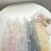 130 см, X1Y/шт, вышитая Хризантема, ткань для свадебного торжества, платье, тюль, сценическая одежда, шитье, детское платье, ткань для декора