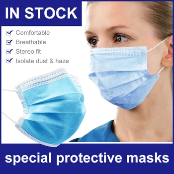 

Disposable Mask 20-200pcs 3 Layers Non-woven Face Mask Personal Outdoor Protect Dustproof Healthy Care Masks In Stcok