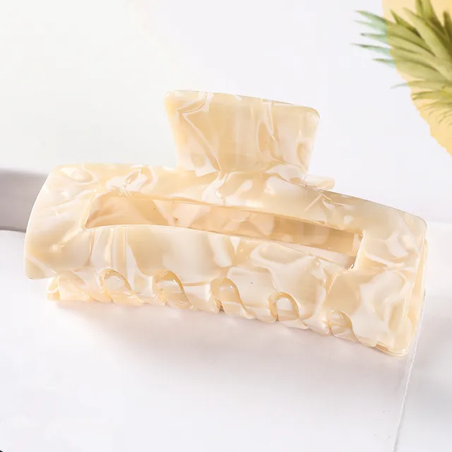 Bilandi 2021 New Hair Claw Large Geometric Hollow Square Tortoiseshell Leopard Acetate Hair Clip For Women Hair Accessories NO.22-8.3 cm