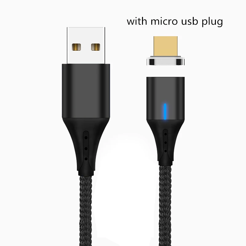 Black Micro Plug Магнитный кабель для быстрой зарядки для iPhone XS MAX XR 8 7 Plus Micro usb type C для SAMSUNG S10+ S9 XIAOMI Mi9 MIX3 2S - Цвет: Black Micro Plug