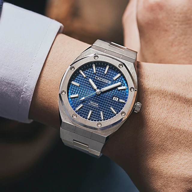 CADISEN New 42MM Men Watches Mechanical Automatic NH35A Blue Watch Men 100M Waterproof Brand Luxury Casual Business Wristwatch 6