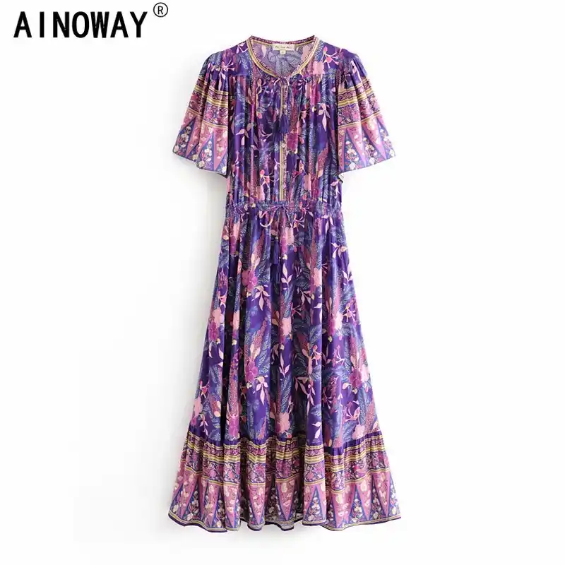 purple floral maxi dress