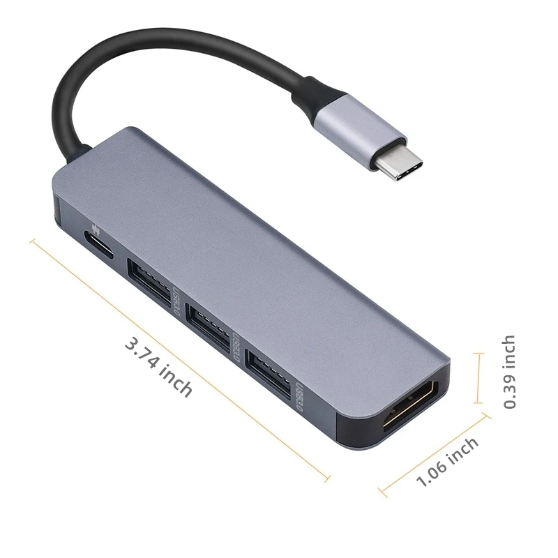 Typt-C type C концентратор USB C USB3.1 концентратор с HDMI 5 в 1 комбинированный концентратор с 2 USB3.0 портами SD TF кардридер USB адаптер-SCL