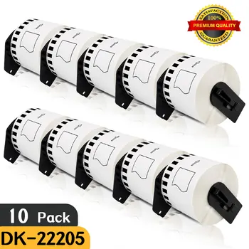 

10 Rolls Compatible DK-22205 Label 62mm*30.48M Continuous Label Compatible for Brother QL-1100 Label Printer White Paper DK2205