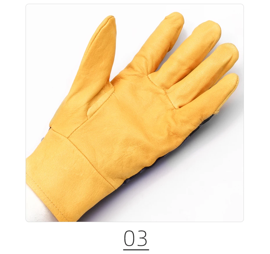 QIANGLEAF брендовые новые мужские рабочие защитные перчатки из воловьей кожи желтые перчатки для вождения, садоводства, безопасности 410MC