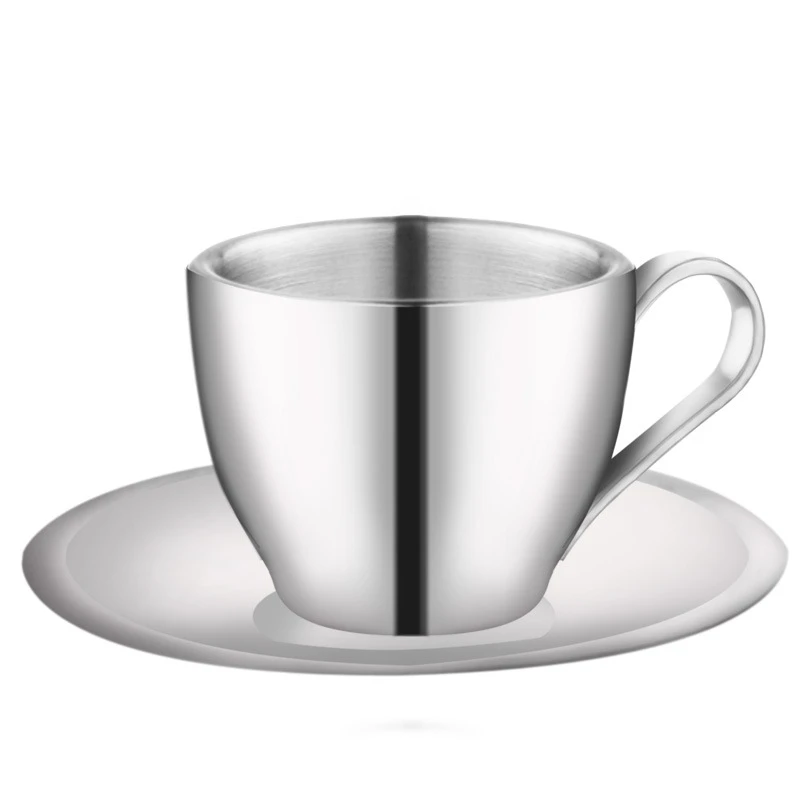 Mini Coffee Cup Set Набор кофейных чашек из нержавеющей стали эспрессо капучино стекло кафе Бытовая кружка с двойными стенками Изоляция высокая термостойкость - Цвет: Mini Coffee Cup Set