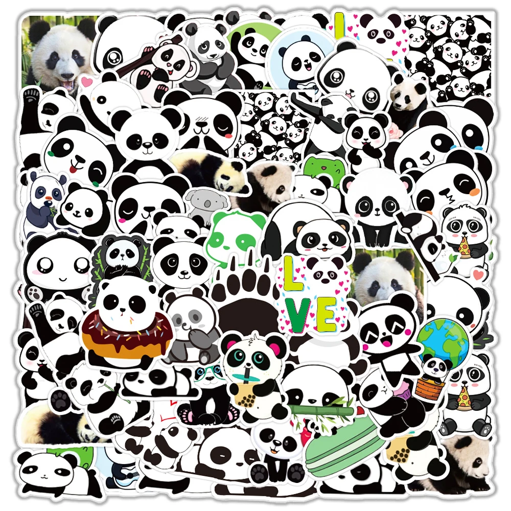 Gran venta 50 unids/pack Panda lindo calcomanías para cuadernos de ordenador de monopatín de dibujos animados equipaje Animal de la etiqueta engomada xmQKMGAaV03