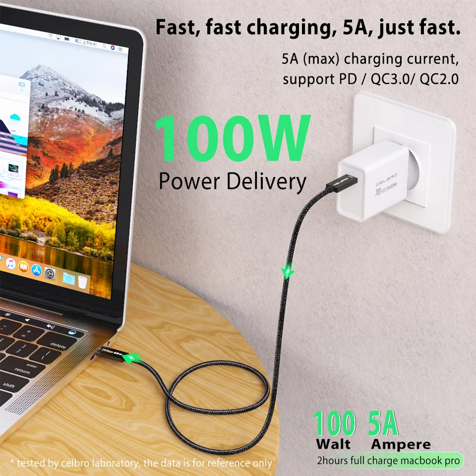5A Type C кабель Переходник USB на 3 1 Gen2 PD 100W 10 Гбит/с 4K60Hz Thunderbolt3 для Samsung S20 плюс Note20 S21