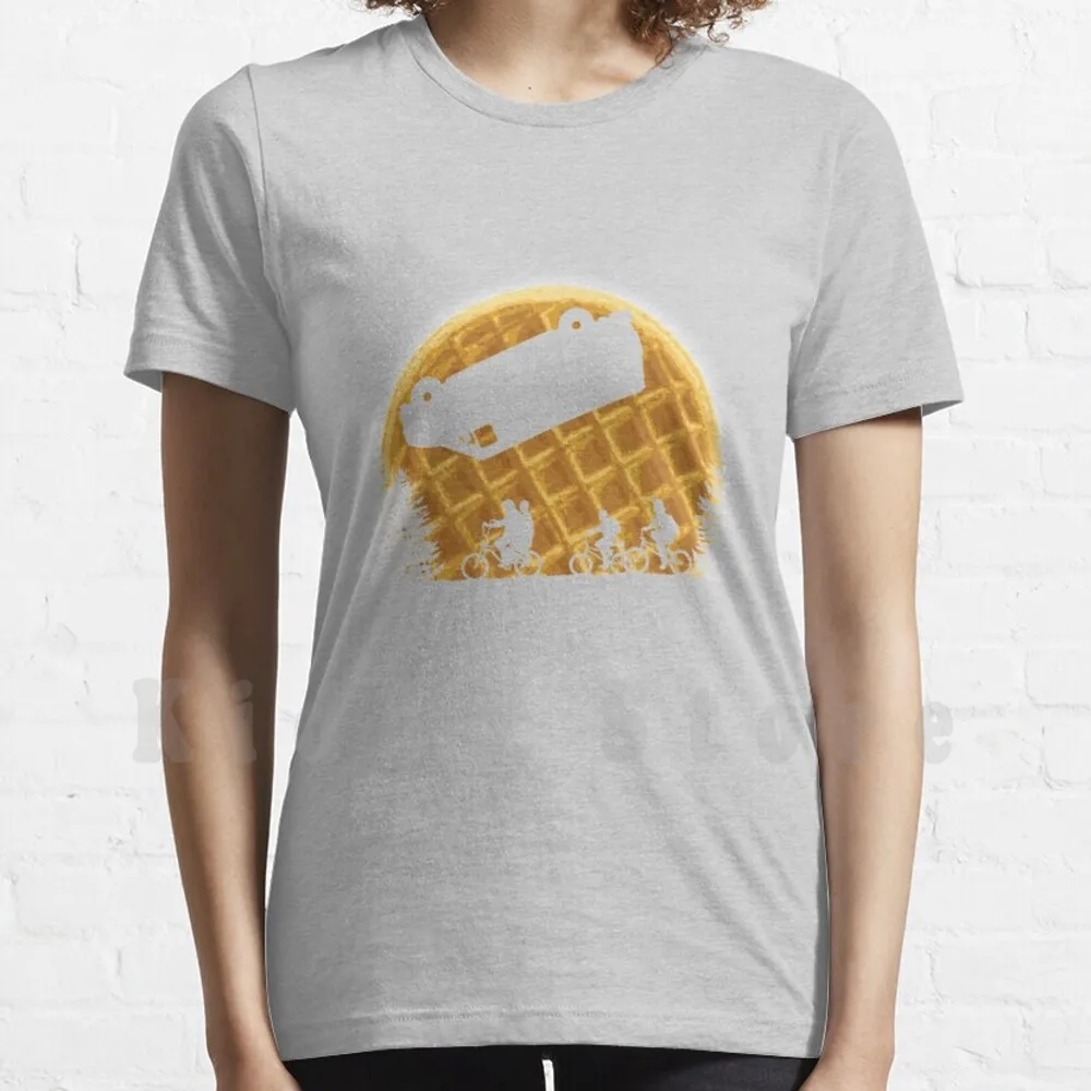 thumbnail image 1 of Stranger Moon T Shirt Cotton Men DIY Print Cool Tee 80s Moon Waffles Netflix Hawkins Upside Down Eleven Demogorgon Things 1980s, 1 of 5