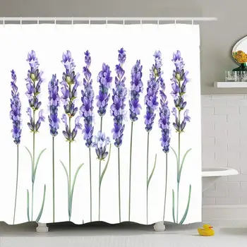 

Shower Curtain Set with Hooks 66x72 Aroma Lavandula Aromatic Backdrop Herbal Flowers Summer Botanical Collection Nature Beauty