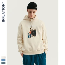 INFLATION FW винтажная Мужская толстовка синего цвета с белым принтом на шнурке с капюшоном, Мужской пуловер с капюшоном для осени, свободная посадка 9616W