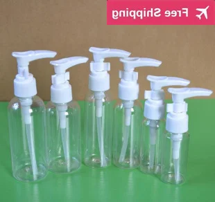 

25/30/50/60/75/100ml PET white bottle with PP screw cap Clear Plastic Pump Refillable Bottles for Emulsion Shampoo Empty Pump