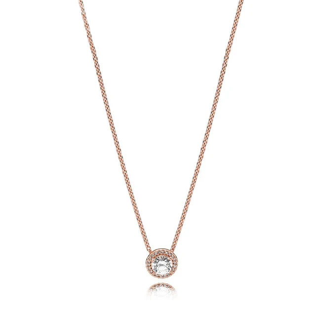 925 пробы, Серебряное 1:1, Подлинная классика, 386240CZ, роза, классика, элегантность, Гламурное, винтажное женское ожерелье, ювелирное изделие