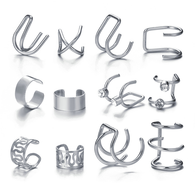 Simple Gold Silver Color Ear Clips Non-Piercing Fake Cartilage Earrings Clip Earrings Ear Cuff For Women Men Jewelry