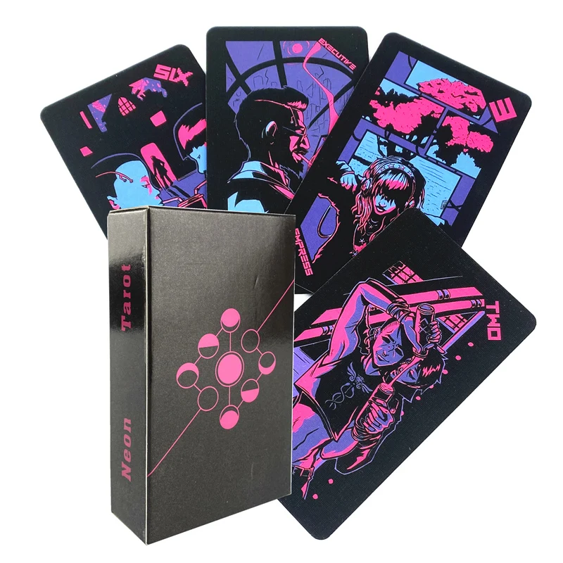 78pcs Neon Tarot Deck Pocket Size With Tuck Box Cards for Fate Divination Board Game | Спорт и развлечения