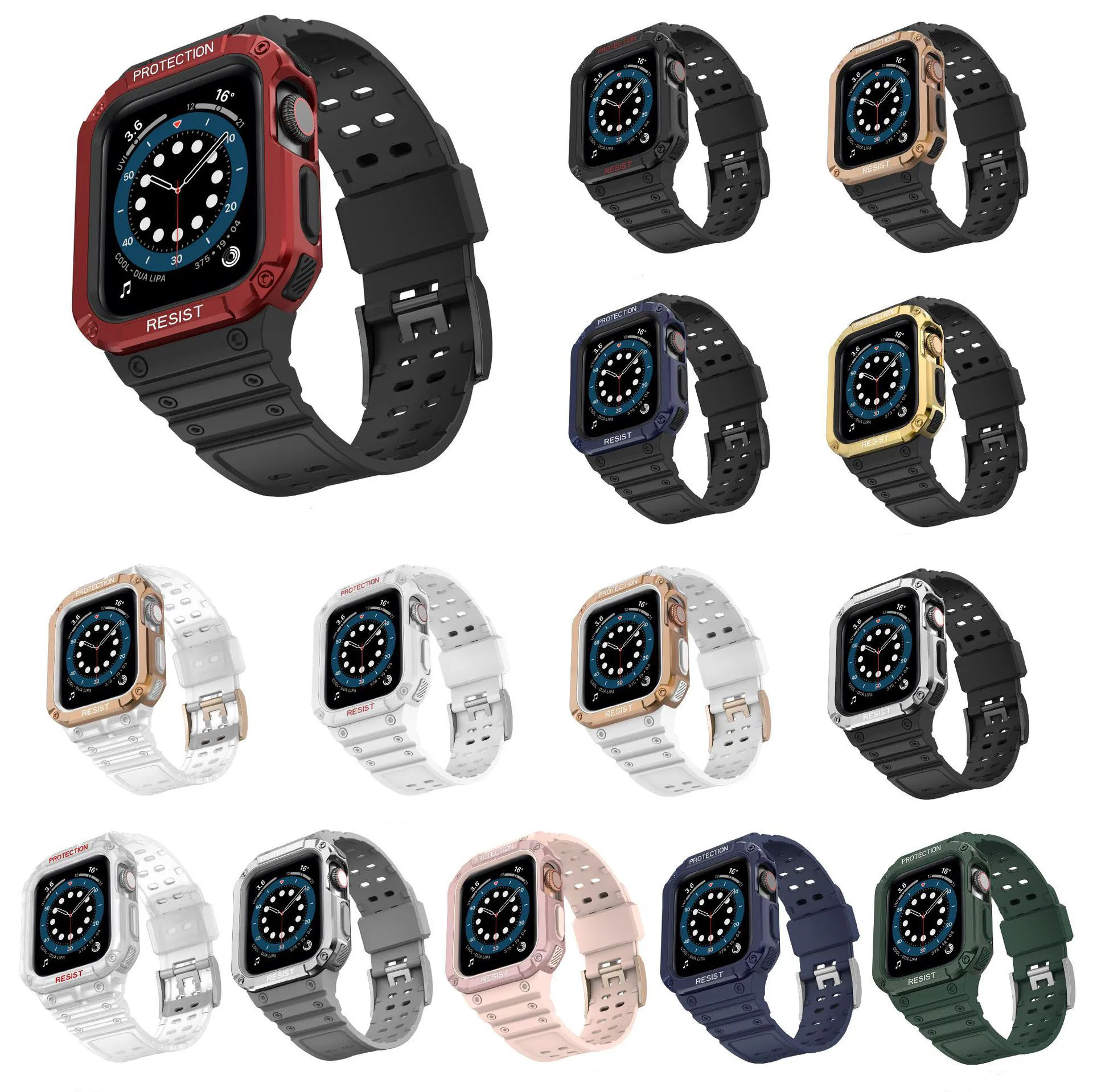 Чехол с ремешком для Apple Watch Band 7 6 SE 5 4 3 силиконовый браслет iWatch 41 мм 45 44 42 40 38 |