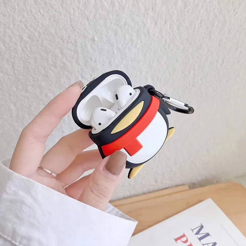 3D мультфильм Прекрасный Пингвин корпусы гарнитурные для Apple Airpods 1/2 силиконовый наушник Защитная крышка