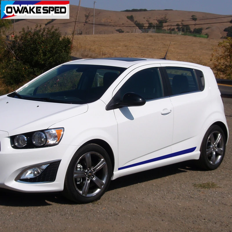 Carbon Fiber Sport Stripes Car Door Side Skirt Sticker Auto Body Racing Styling Vinyl Decals Accessories For-Chevrolet Sonic (4)