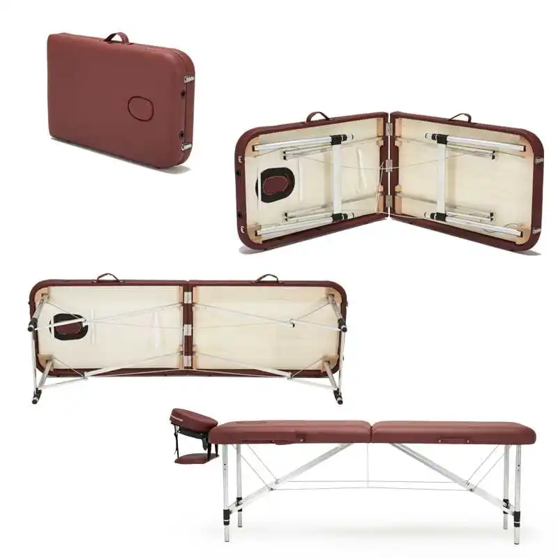 H Folding Massage Bed with Aluminum Foot Portable Relaxing Massage Table 8 Gear Height Adjustable 2