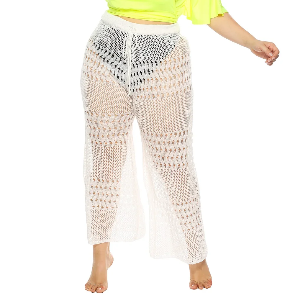 Plus Size Beachwear Crochet Fishnet 