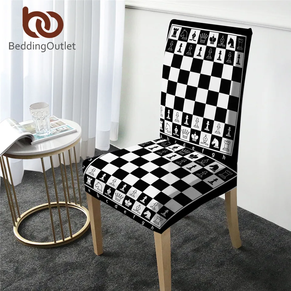 Чехол BeddingOutlet на шахматные доски обеденные стулья эластичный чехол из спандекса