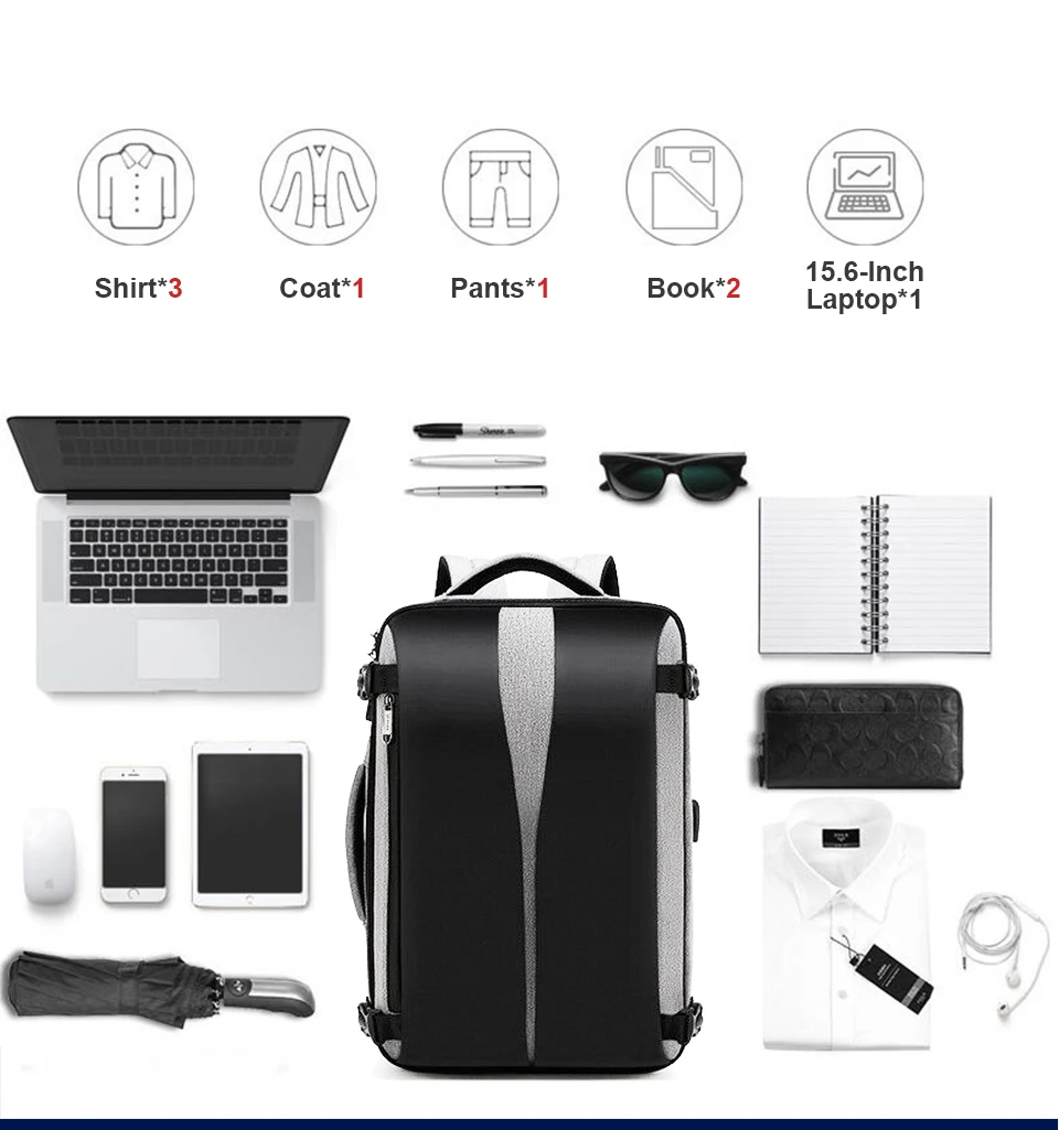 Men Backpack Anti Theft Travel Bagpack Laptop 15.6 Inch Notebook Waterproof Bags USB Charging Male Business Fashion Unisex Bag (5)